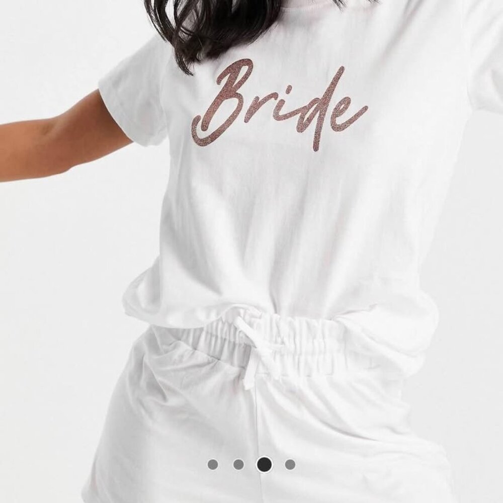 Threadbare Bride pajama set in white - NEW